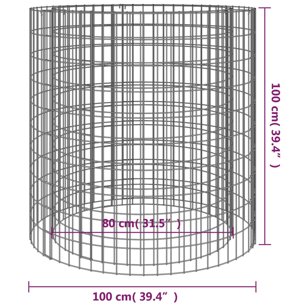 Gabion Fire Pit ? 100 cm Galvanised Iron