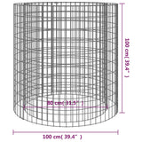 Gabion Fire Pit Ø 100 cm Galvanised Iron - 45-Degree Angle
