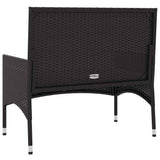 2-Seater Garden Bench with Cushions Black Poly Rattan - Rear View