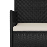 2-Seater Garden Bench with Cushions Black Poly Rattan - Close-Up Angle
