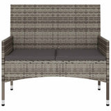 2-Seater Garden Bench with Cushions Grey Poly Rattan - Side View