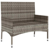 2-Seater Garden Bench with Cushions Grey Poly Rattan - Top-Down View