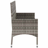 2-Seater Garden Bench with Cushions Grey Poly Rattan - 45-Degree Angle