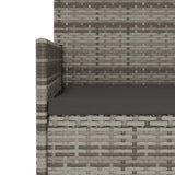 2-Seater Garden Bench with Cushions Grey Poly Rattan