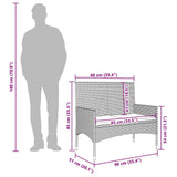2-Seater Garden Bench with Cushions Grey Poly Rattan - Extra Image