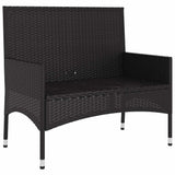 2-Seater Garden Bench with Cushions Black Poly Rattan - Top-Down View