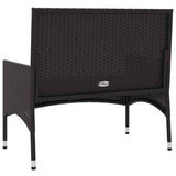 2-Seater Garden Bench with Cushions Black Poly Rattan - Rear View