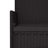 2-Seater Garden Bench with Cushions Black Poly Rattan