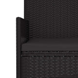 2-Seater Garden Bench with Cushions Black Poly Rattan - Close-Up Angle