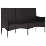 3-Seater Garden Bench with Cushions Black Poly Rattan - Top-Down View