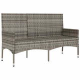 3-Seater Garden Bench with Cushions Grey Poly Rattan - Top-Down View