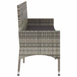 3-Seater Garden Bench with Cushions Grey Poly Rattan - 45-Degree Angle