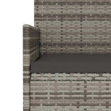 3-Seater Garden Bench with Cushions Grey Poly Rattan - Close-Up Angle