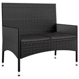 4 Piece Garden Lounge Set with Cushions Black Poly Rattan - Extra Image