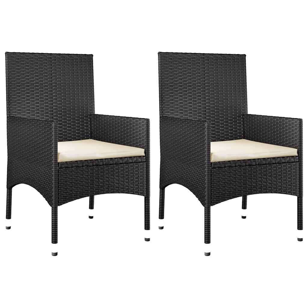 4 Piece Garden Lounge Set with Cushions Black Poly Rattan
