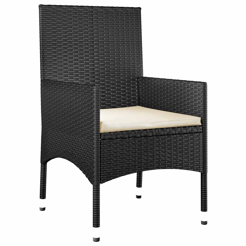 4 Piece Garden Lounge Set with Cushions Black Poly Rattan