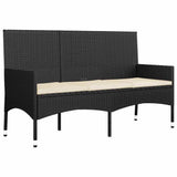 4 Piece Garden Lounge Set with Cushions Black Poly Rattan