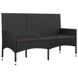 4 Piece Garden Lounge Set with Cushions Black Poly Rattan - Extra Image