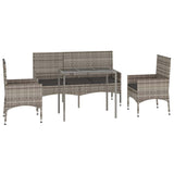 4 Piece Garden Lounge Set with Cushions Grey Poly Rattan - Side View