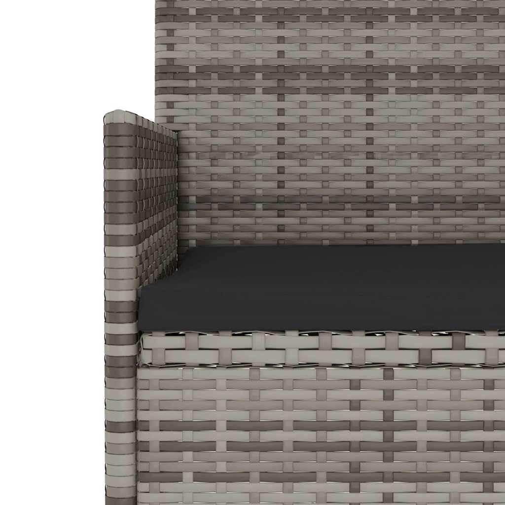 4 Piece Garden Lounge Set with Cushions Grey Poly Rattan