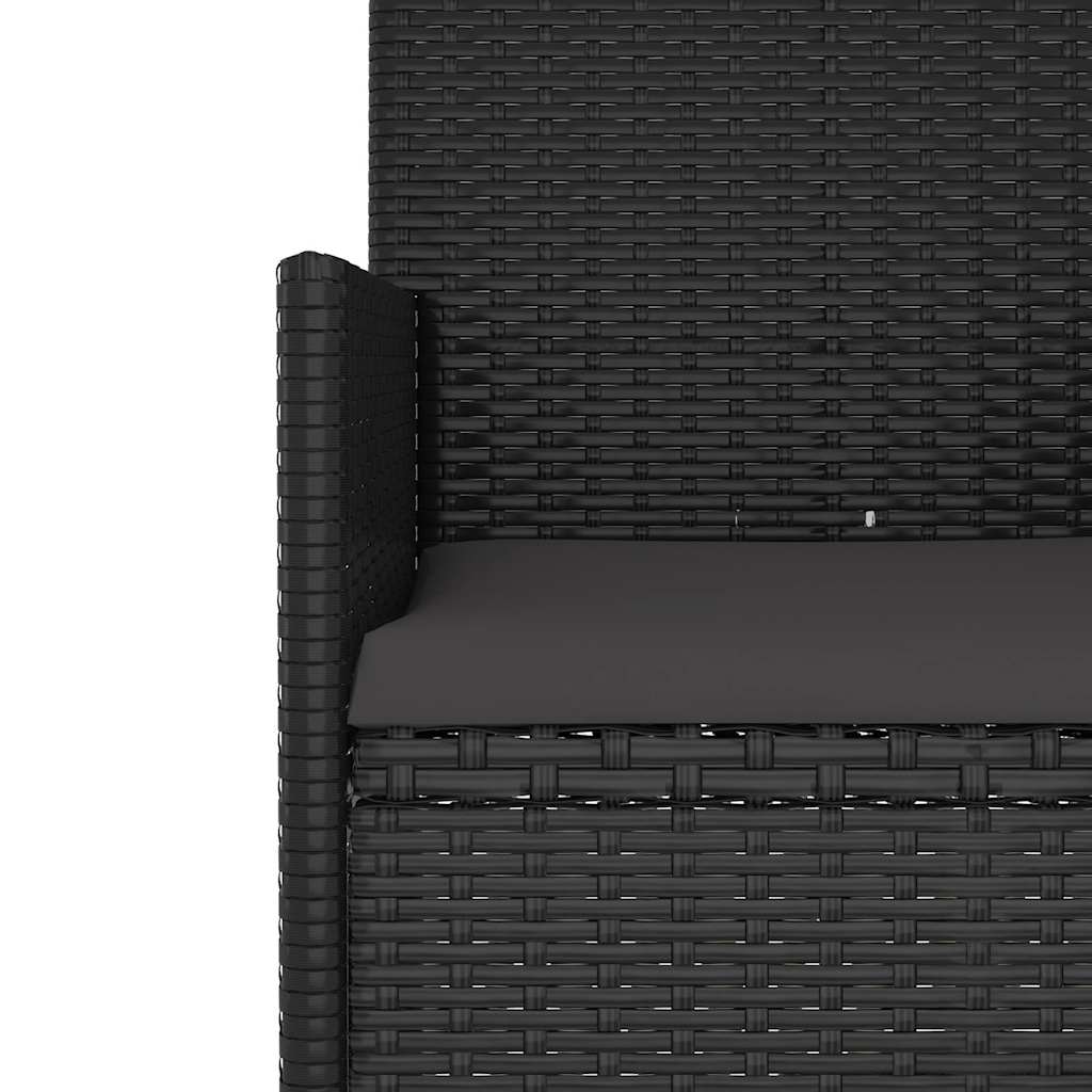 4 Piece Garden Lounge Set with Cushions Black Poly Rattan