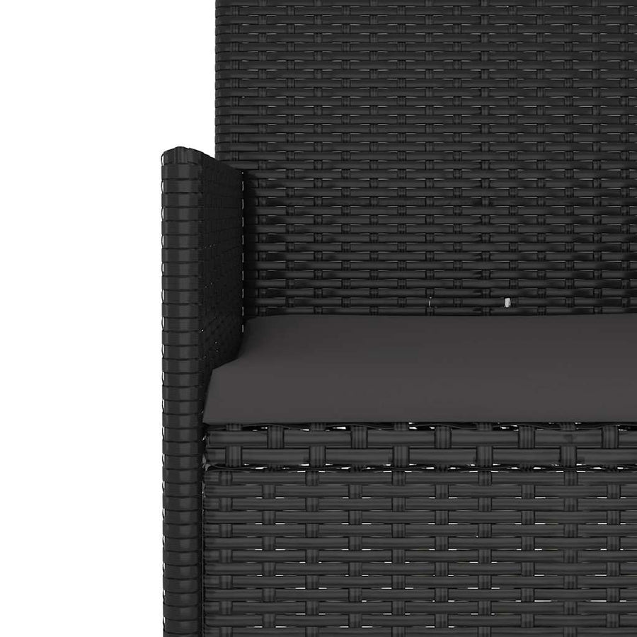 4 Piece Garden Lounge Set with Cushions Black Poly Rattan