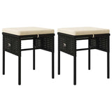 6 Piece Garden Lounge Set with Cushions Black Poly Rattan - Close-Up Angle