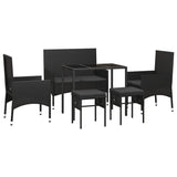 6 Piece Garden Lounge Set with Cushions Black Poly Rattan - Side View