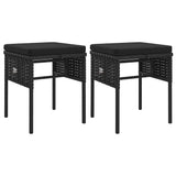 6 Piece Garden Lounge Set with Cushions Black Poly Rattan - Close-Up Angle