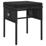 6 Piece Garden Lounge Set with Cushions Black Poly Rattan - Low Angle