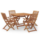5 Piece Garden Dining Set Solid Wood Acacia - Front View