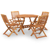 5 Piece Garden Dining Set Solid Wood Acacia - Front View