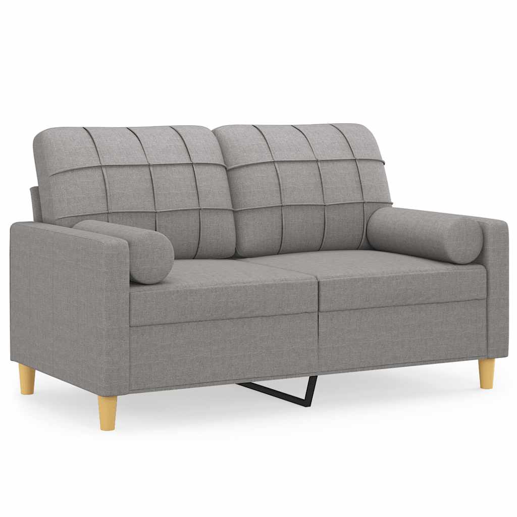 2-Seater Sofa with Pillows and Cushions Light Grey 120 cm Fabric