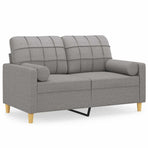 2-Seater Sofa with Pillows and Cushions Light Grey 120 cm Fabric