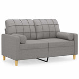 2-Seater Sofa with Pillows and Cushions Light Grey 120 cm Fabric - Front View