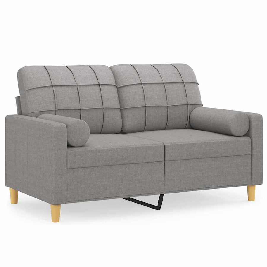 2-Seater Sofa with Pillows and Cushions Light Grey 120 cm Fabric