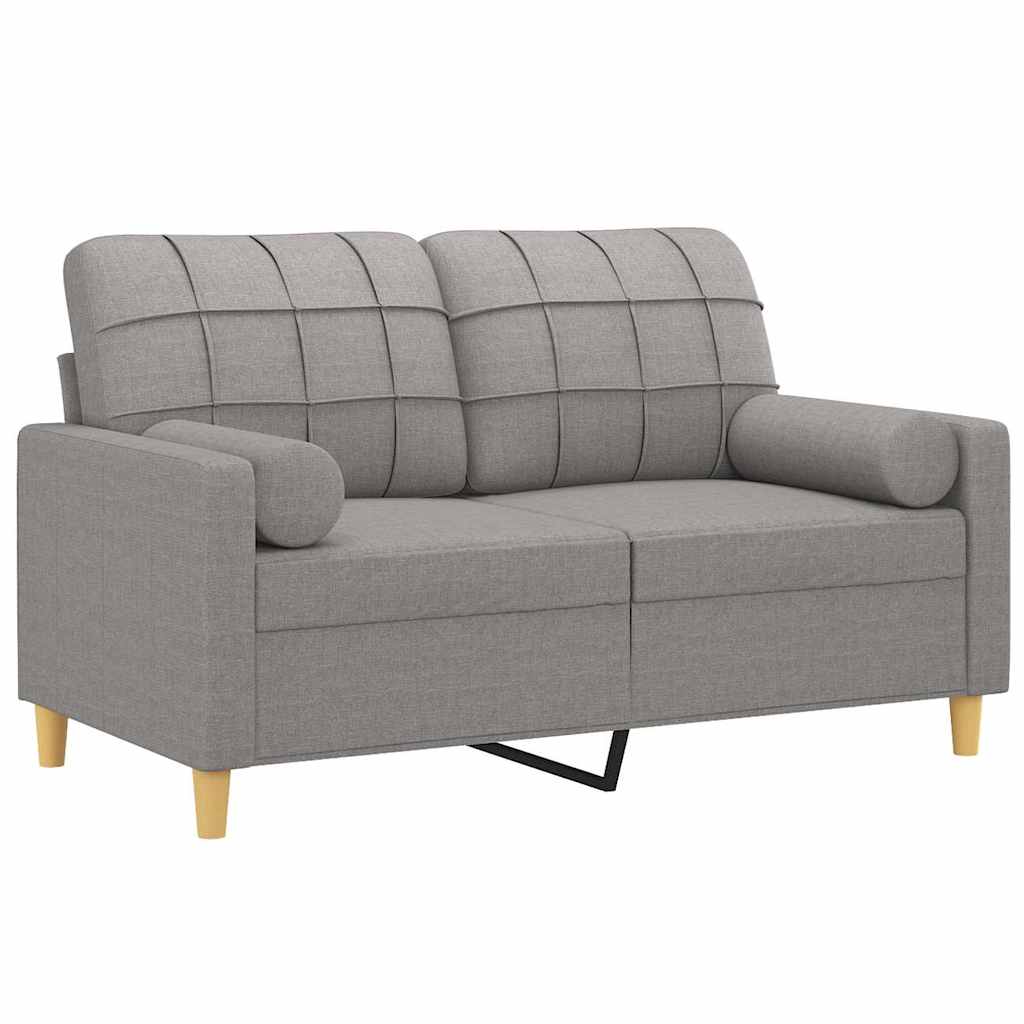 2-Seater Sofa with Pillows and Cushions Light Grey 120 cm Fabric