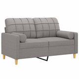 2-Seater Sofa with Pillows and Cushions Light Grey 120 cm Fabric - Side View