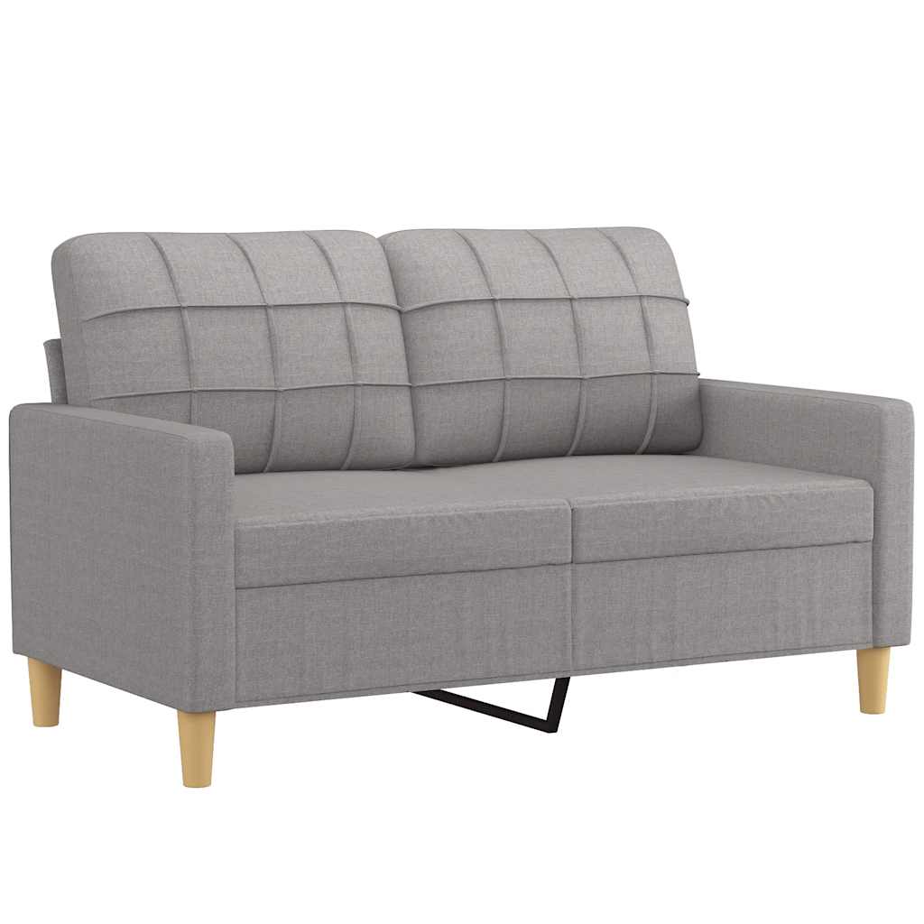 2-Seater Sofa with Pillows and Cushions Light Grey 120 cm Fabric