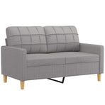 2-Seater Sofa with Pillows and Cushions Light Grey 120 cm Fabric