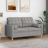 2-Seater Sofa with Pillows and Cushions Light Grey 120 cm Fabric
