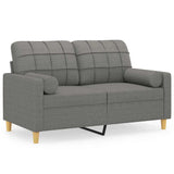 2-Seater Sofa with Pillows&Cushions Dark Grey 120 cm Fabric - Front View