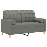 2-Seater Sofa with Pillows&Cushions Dark Grey 120 cm Fabric - Side View