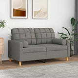 2-Seater Sofa with Pillows&Cushions Dark Grey 120 cm Fabric
