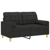 2-Seater Sofa with Pillows&Cushions Black 120 cm Fabric
