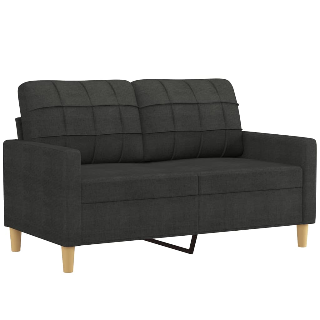 2-Seater Sofa with Pillows&Cushions Black 120 cm Fabric
