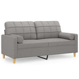 2-Seater Sofa with Pillows&Cushions Light Grey 140 cm Fabric - Front View