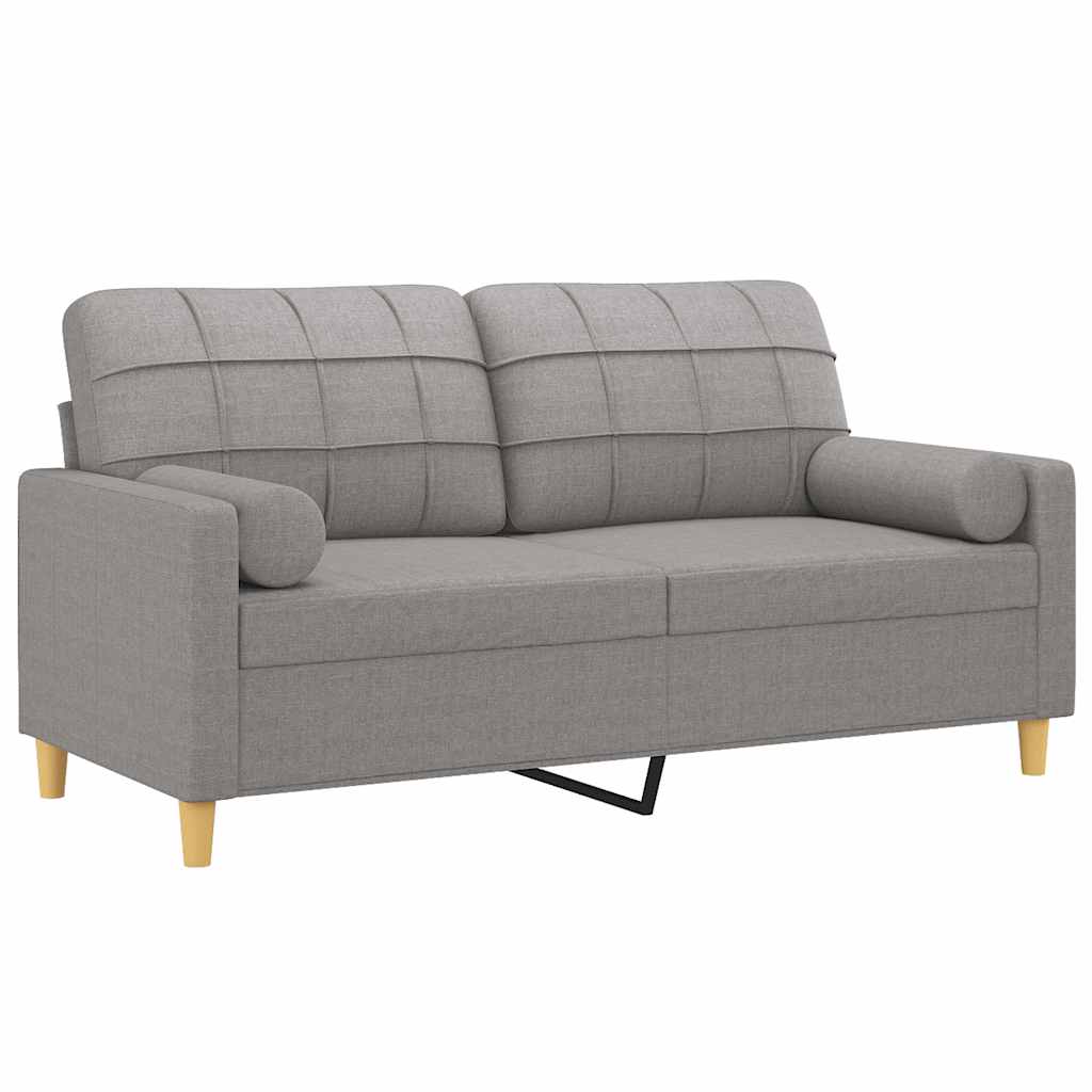 2-Seater Sofa with Pillows&Cushions Light Grey 140 cm Fabric