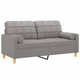 2-Seater Sofa with Pillows&Cushions Light Grey 140 cm Fabric