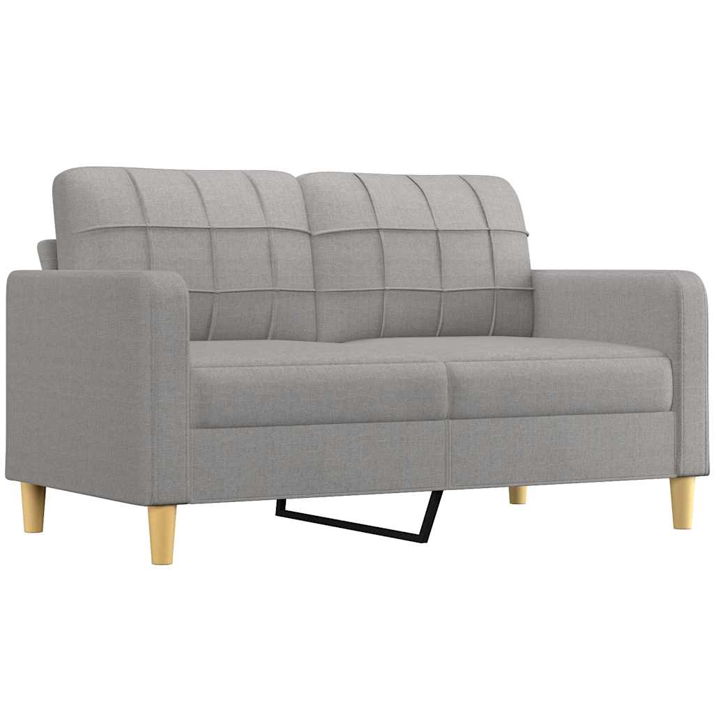 2-Seater Sofa with Pillows&Cushions Light Grey 140 cm Fabric